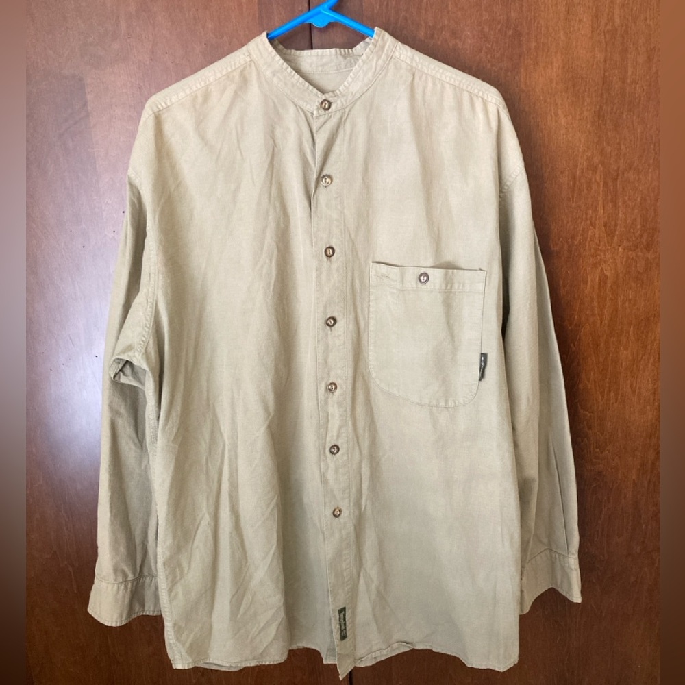 Timberland Vintage Button Up Shirt Band Collar Medium